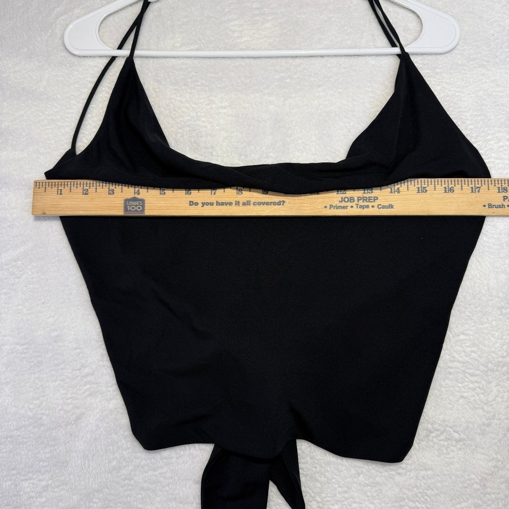 Express M Black Cowl Neck Tie Back Cami Minimalist Y2K Top - Picture 3 of 5